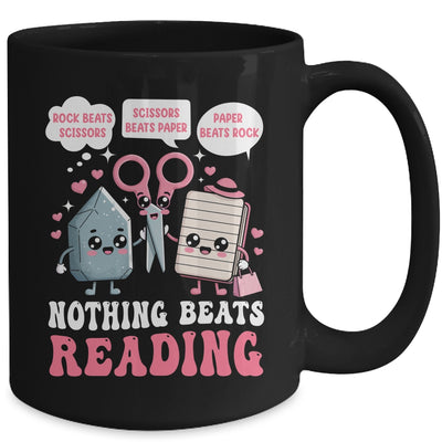 Nothing Beats Reading Book Librarian Rock Paper Scissors Mug | siriusteestore
