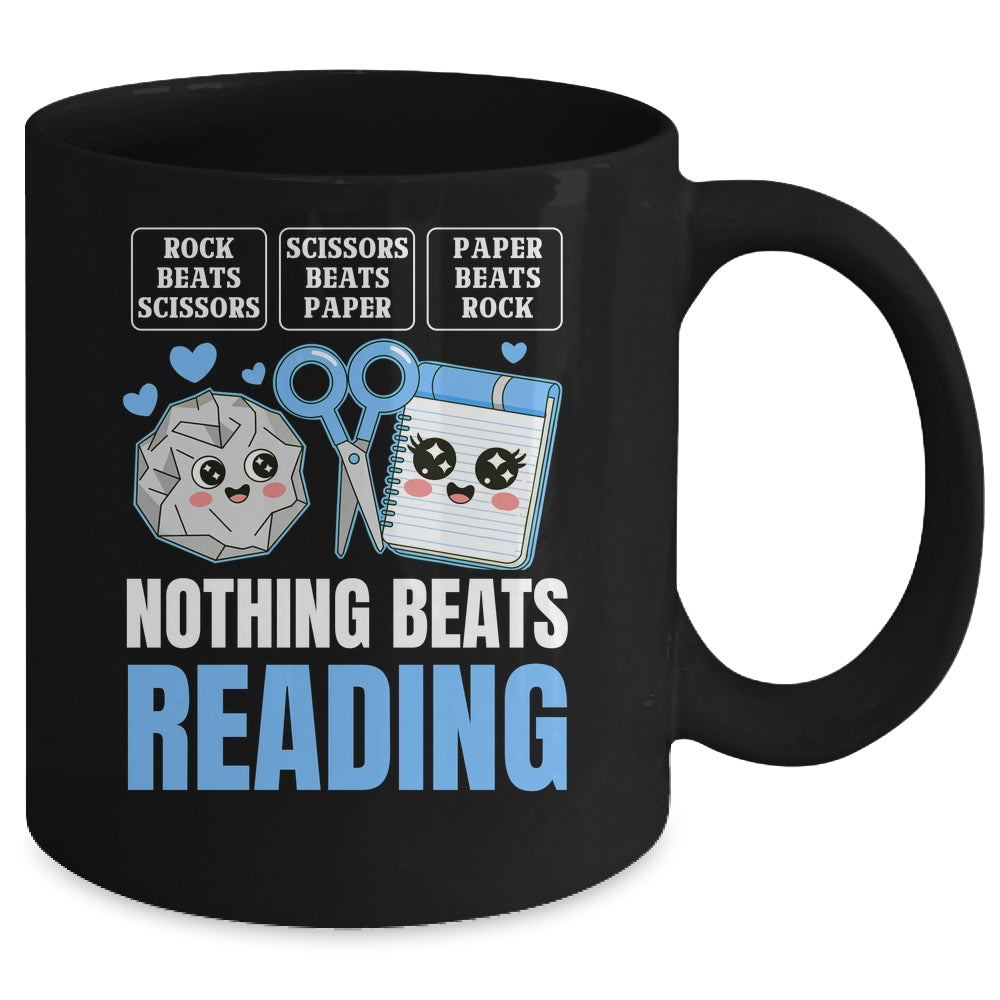 Nothing Beats Reading Rock Paper Scissors Funny Book Lover Mug | siriusteestore