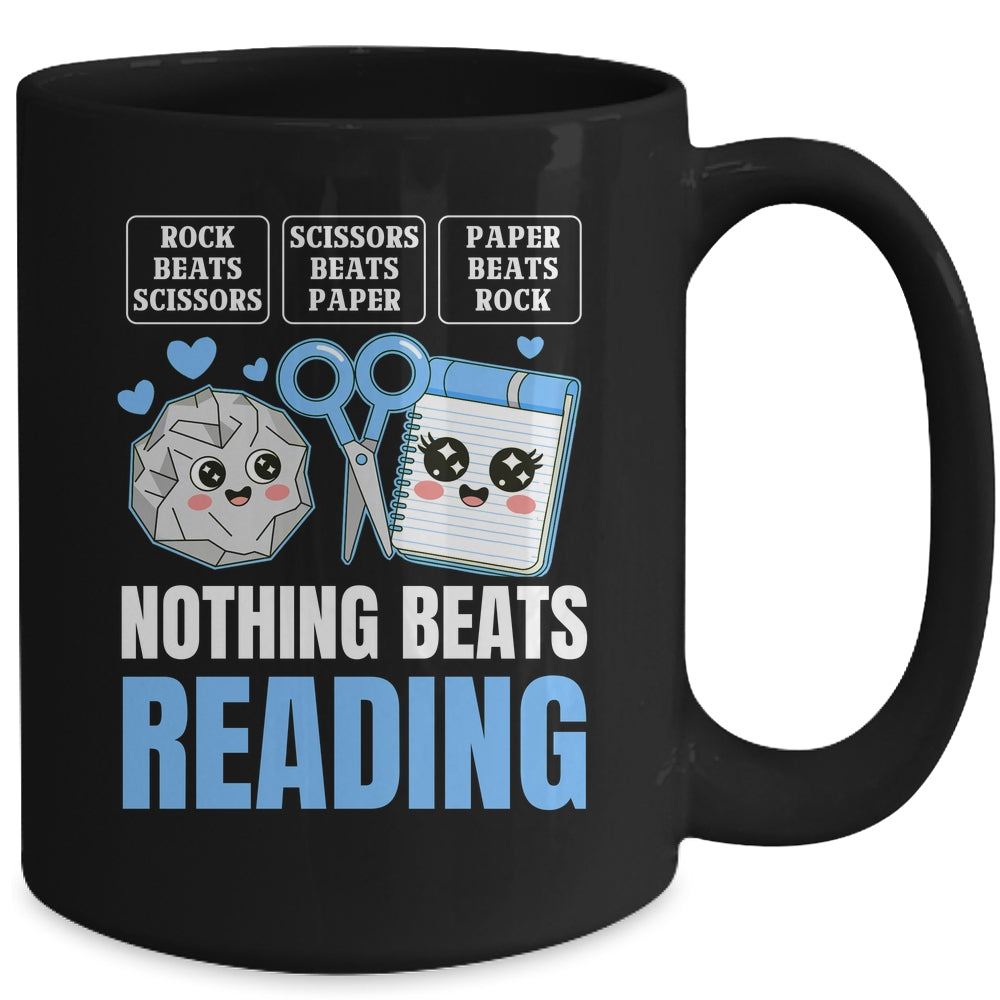 Nothing Beats Reading Rock Paper Scissors Funny Book Lover Mug | siriusteestore