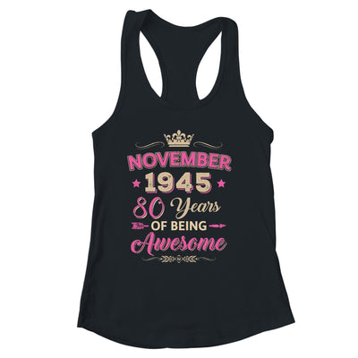 November 1945 80 Years Of Being Awesome Retro 80th Birthday Shirt & Tank Top | siriusteestore