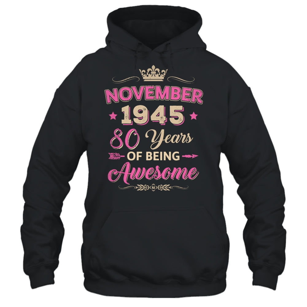 November 1945 80 Years Of Being Awesome Retro 80th Birthday Shirt & Tank Top | siriusteestore