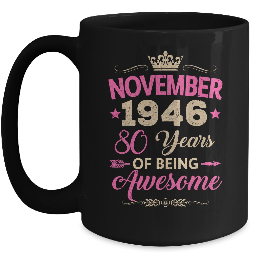 November 1946 80 Years Of Being Awesome Retro 80th Birthday Mug | siriusteestore