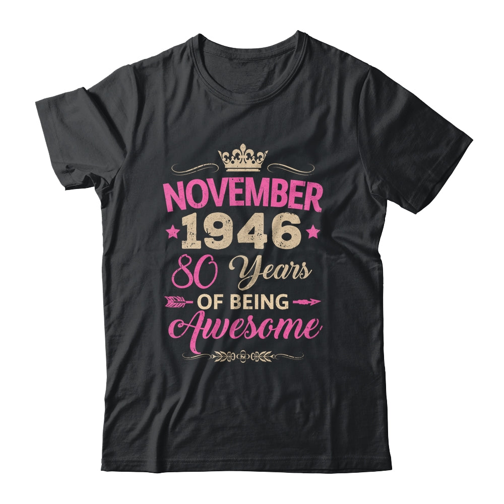 November 1946 80 Years Of Being Awesome Retro 80th Birthday Shirt & Tank Top | siriusteestore