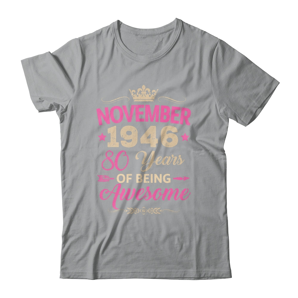 November 1946 80 Years Of Being Awesome Retro 80th Birthday Shirt & Tank Top | siriusteestore