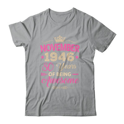 November 1946 80 Years Of Being Awesome Retro 80th Birthday Shirt & Tank Top | siriusteestore