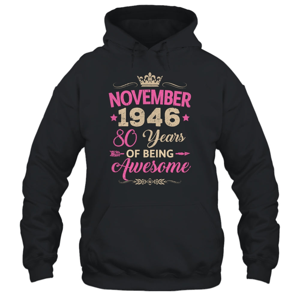 November 1946 80 Years Of Being Awesome Retro 80th Birthday Shirt & Tank Top | siriusteestore