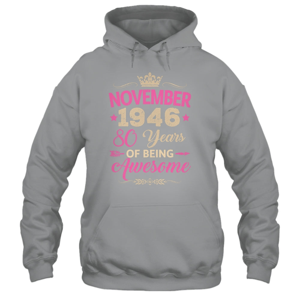 November 1946 80 Years Of Being Awesome Retro 80th Birthday Shirt & Tank Top | siriusteestore
