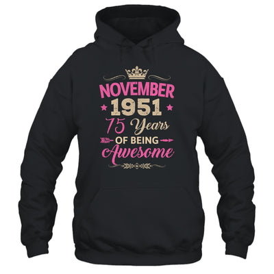 November 1951 75 Years Of Being Awesome Retro 75th Birthday Shirt & Tank Top | siriusteestore