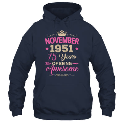November 1951 75 Years Of Being Awesome Retro 75th Birthday Shirt & Tank Top | siriusteestore