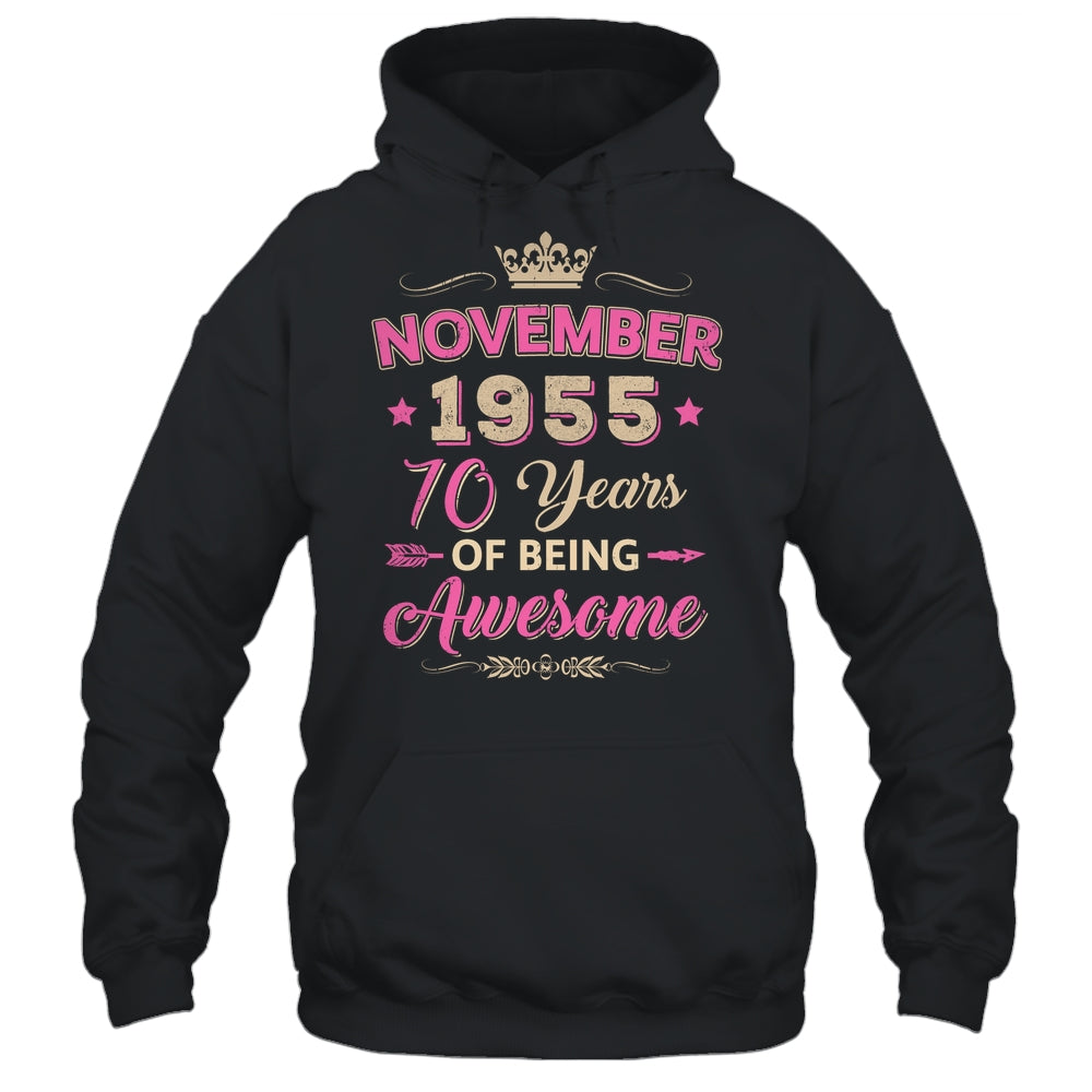 November 1955 70 Years Of Being Awesome Retro 70th Birthday Shirt & Tank Top | siriusteestore