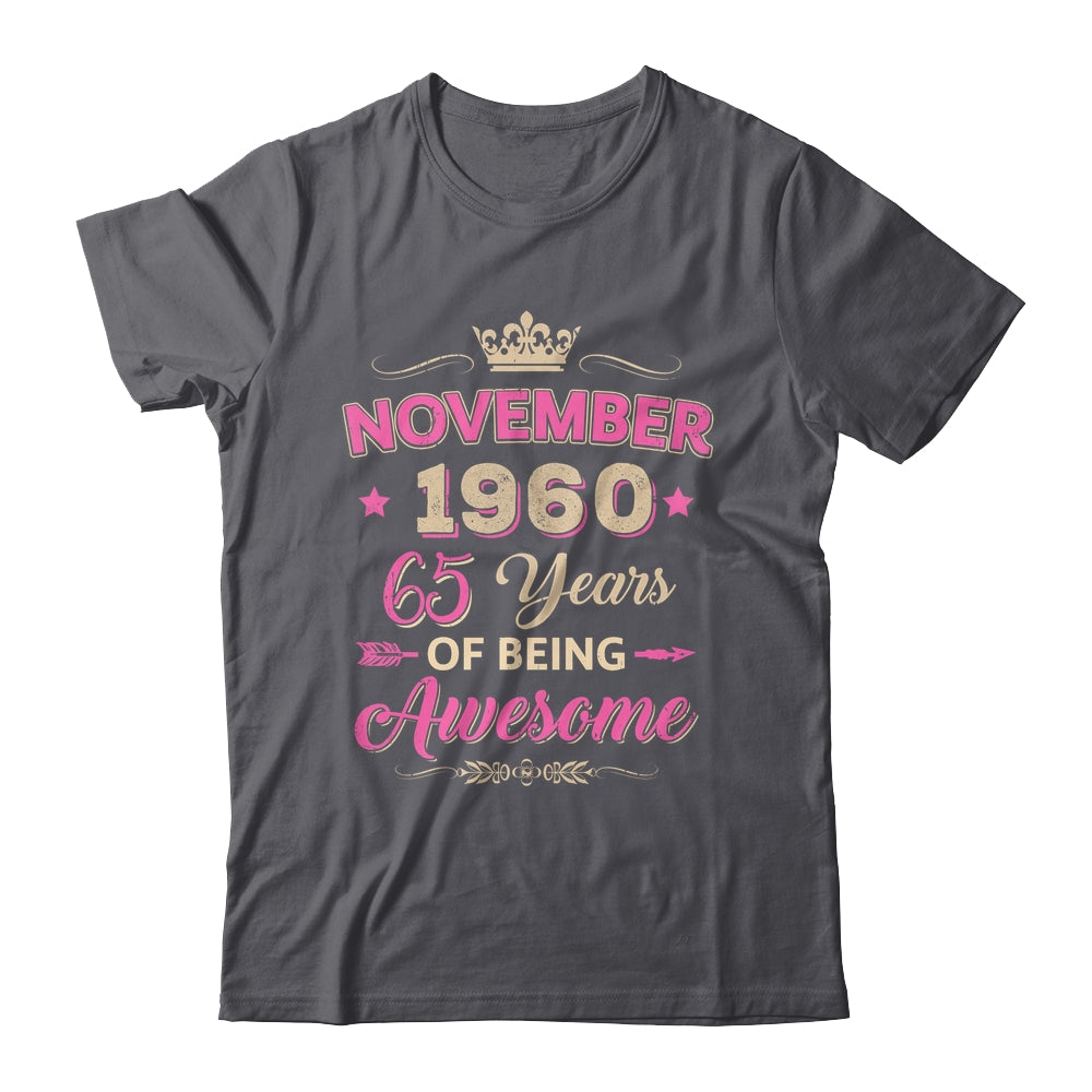 November 1960 65 Years Of Being Awesome Retro 65th Birthday Shirt & Tank Top | siriusteestore