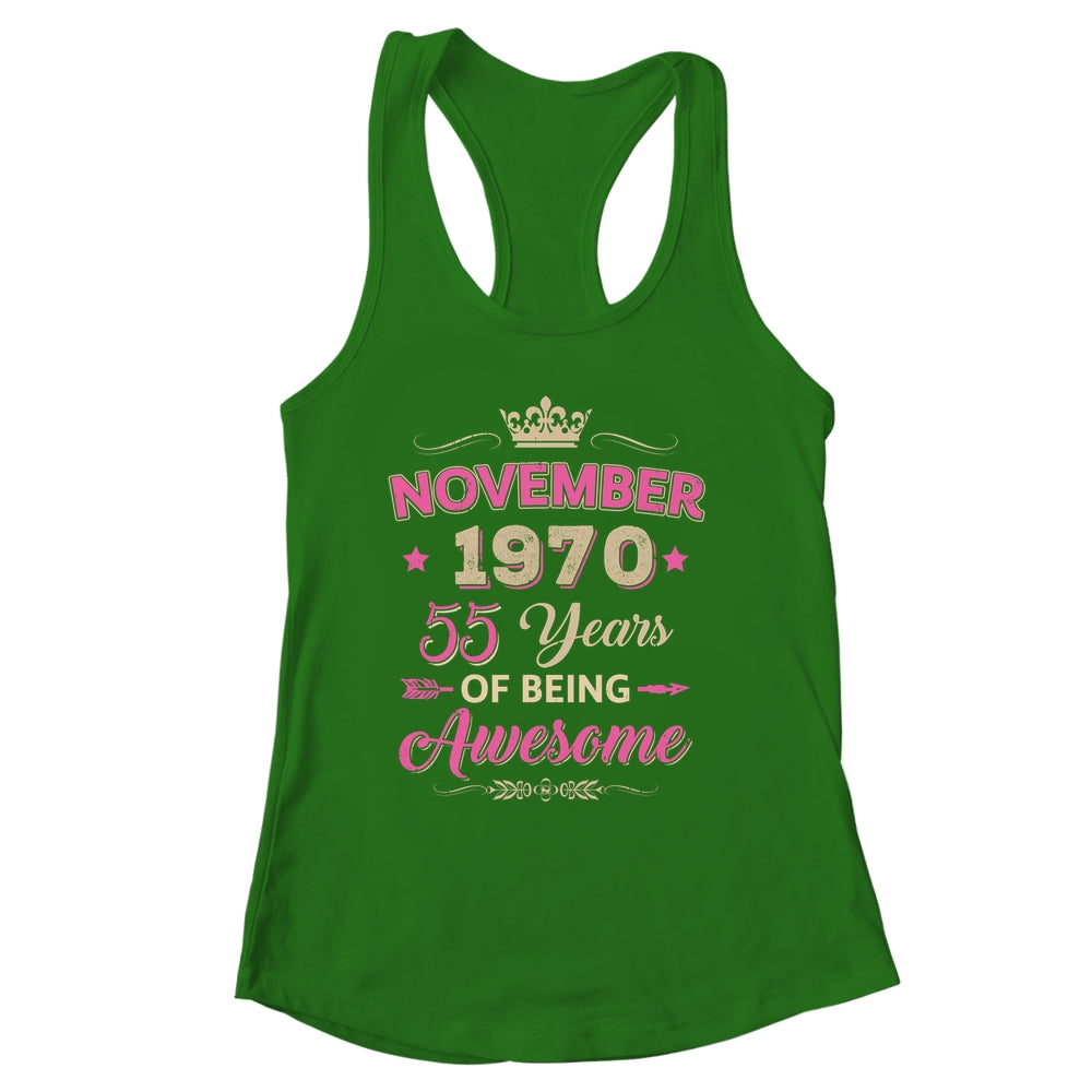 November 1970 55 Years Of Being Awesome Retro 55th Birthday Shirt & Tank Top | siriusteestore