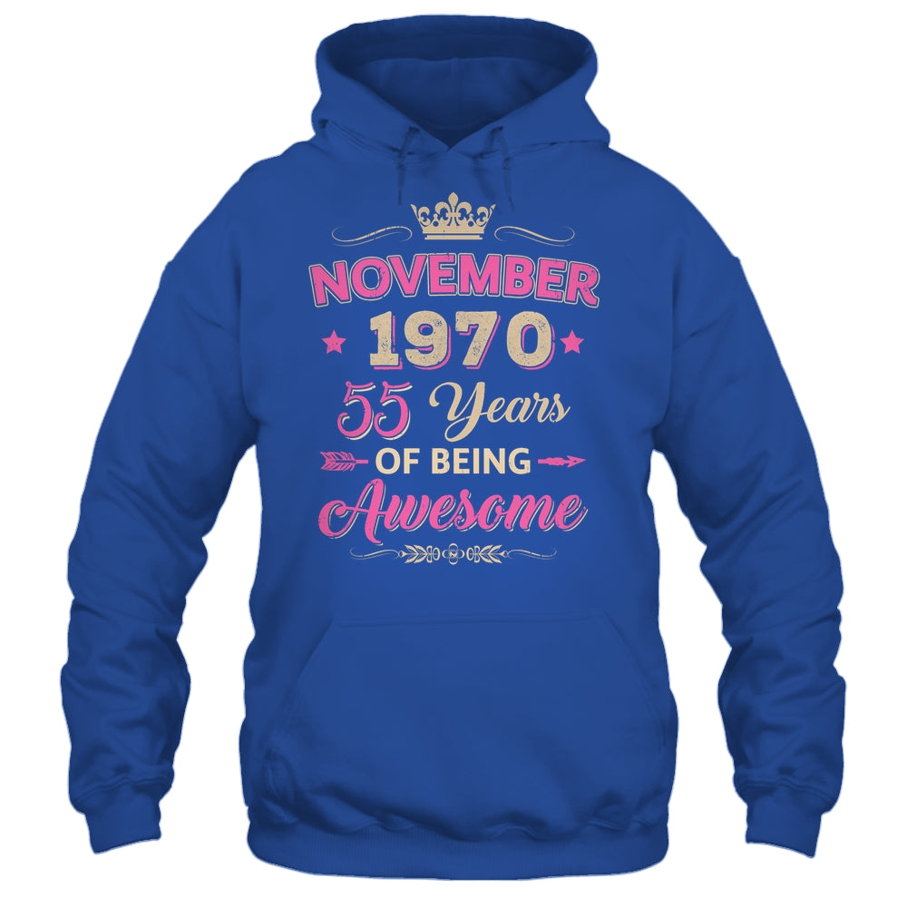 November 1970 55 Years Of Being Awesome Retro 55th Birthday Shirt & Tank Top | siriusteestore