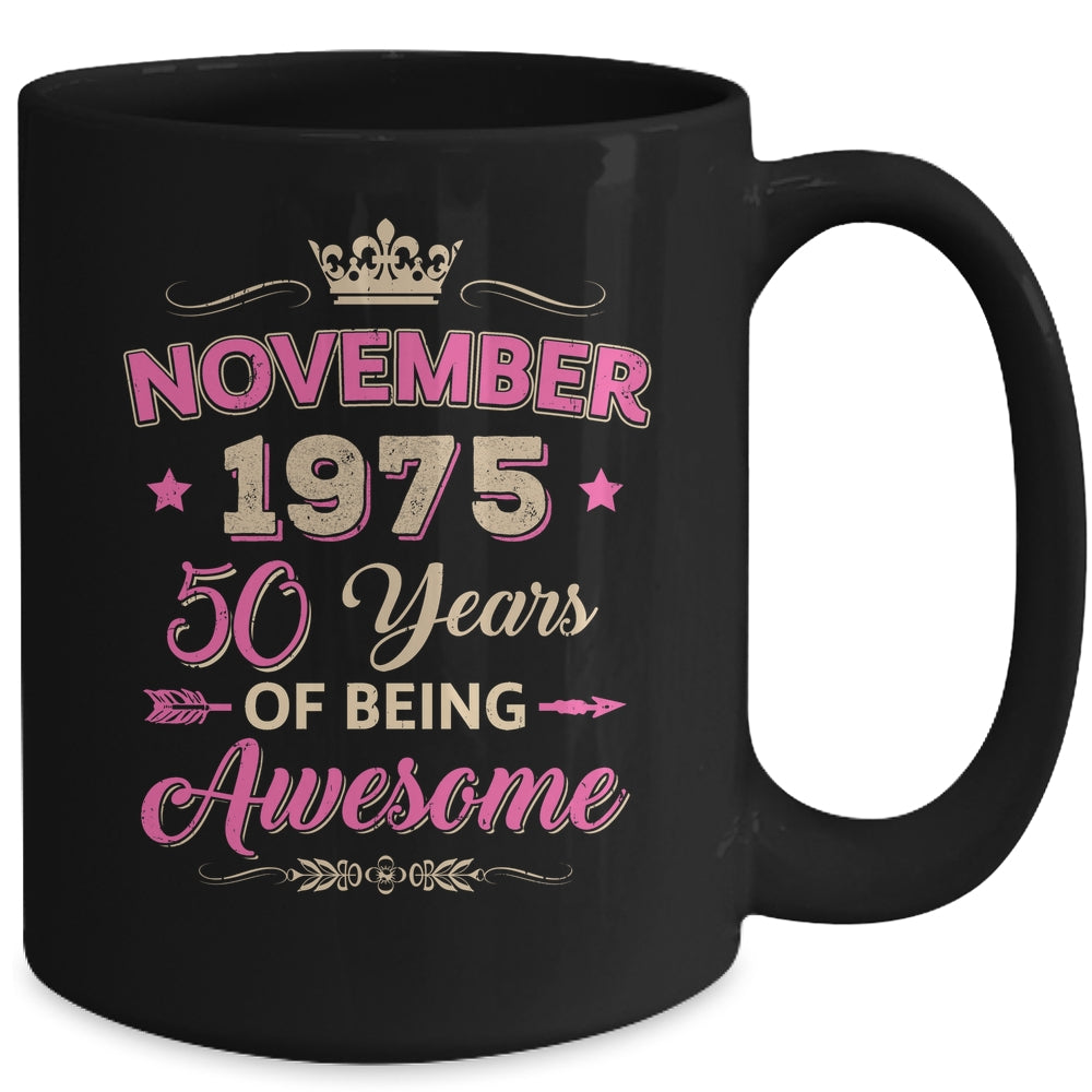 November 1975 50 Years Of Being Awesome Retro 50th Birthday Mug | siriusteestore