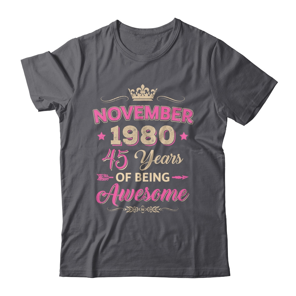 November 1980 45 Years Of Being Awesome Retro 45th Birthday Shirt & Tank Top | siriusteestore