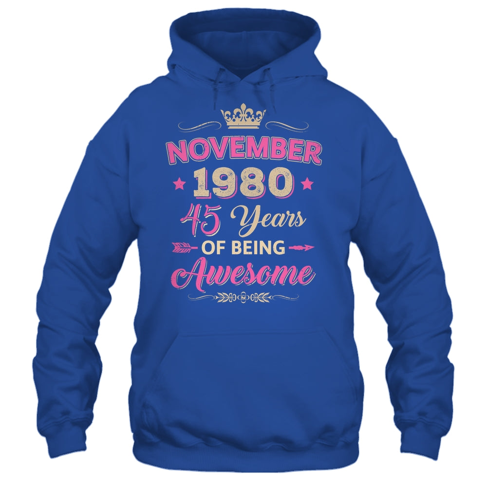 November 1980 45 Years Of Being Awesome Retro 45th Birthday Shirt & Tank Top | siriusteestore