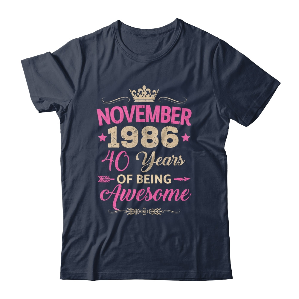 November 1986 40 Years Of Being Awesome Retro 40th Birthday Shirt & Tank Top | siriusteestore