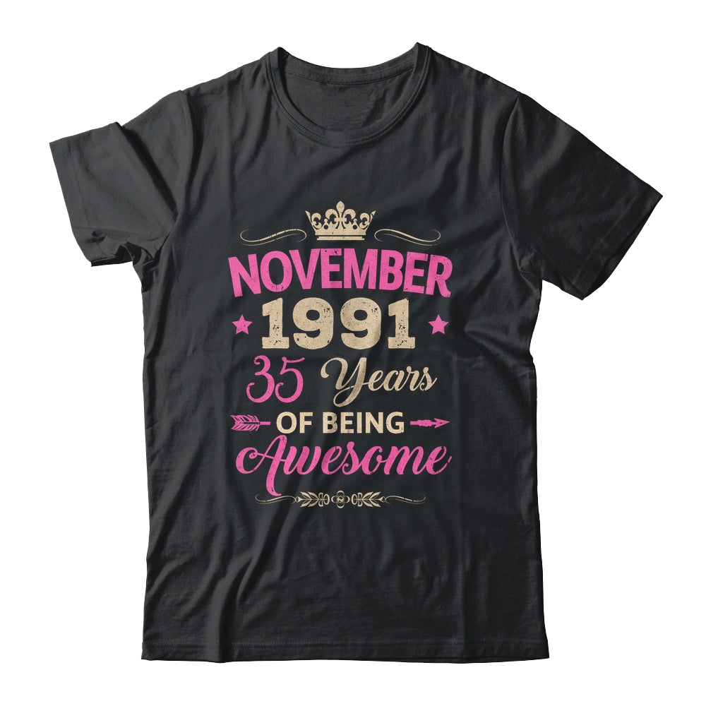 November 1991 35 Years Of Being Awesome Retro 35th Birthday Shirt & Tank Top | siriusteestore