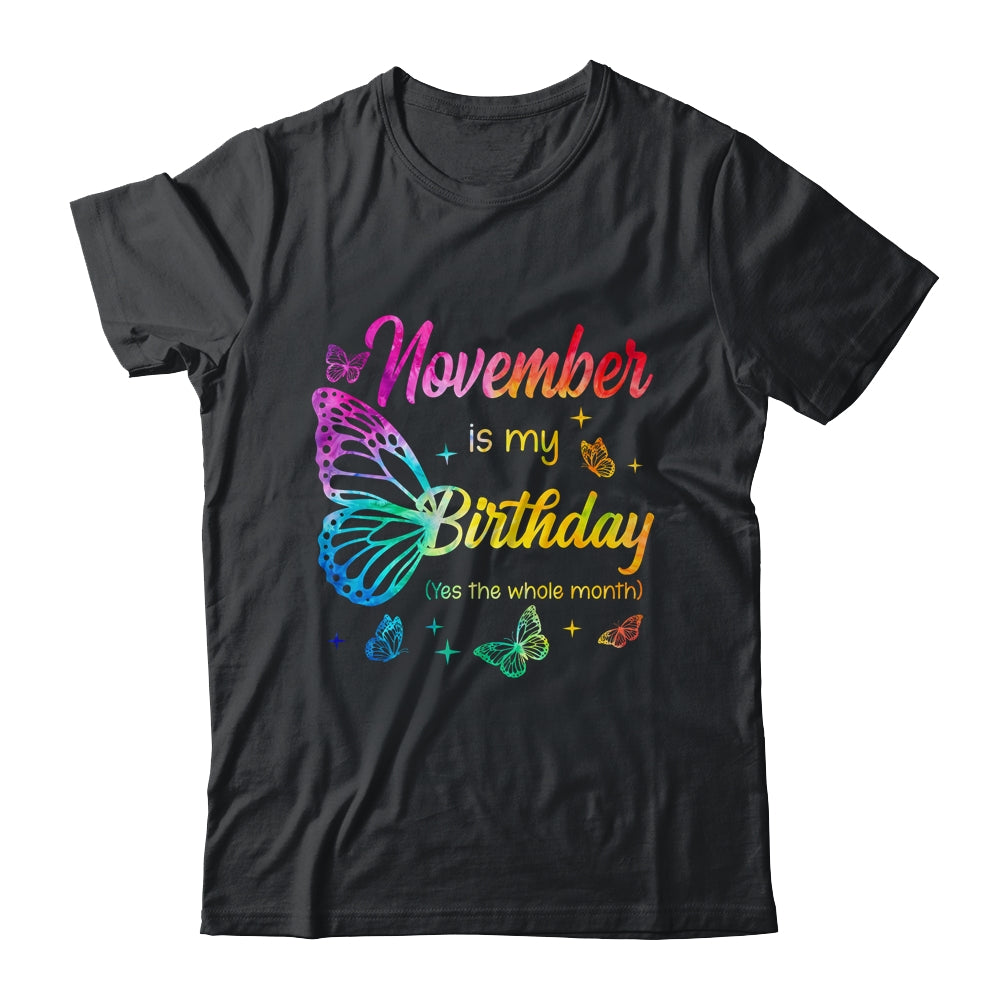 November Birthday For Women Girls Butterfly Tie Dye Theme Shirt & Tank Top | siriusteestore