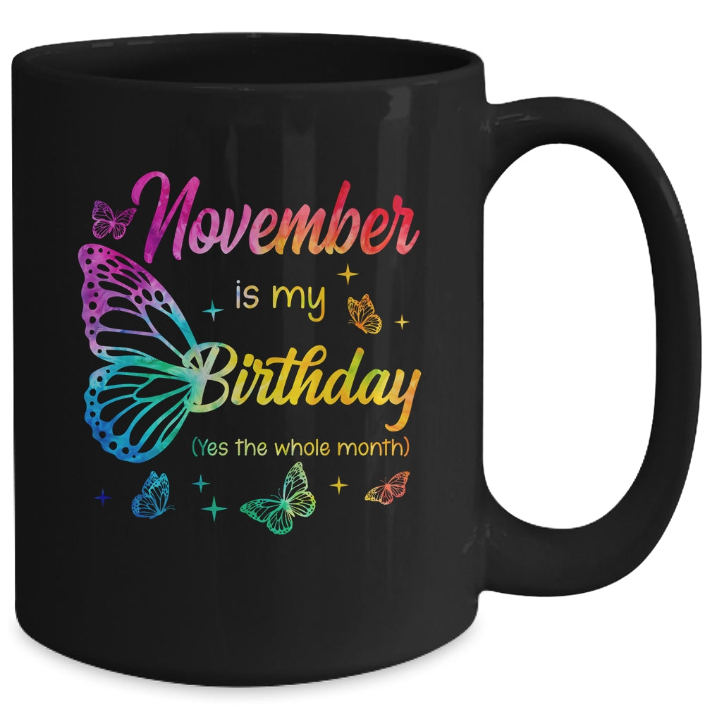 November Birthday For Women Girls Butterfly Tie Dye Theme Mug | siriusteestore