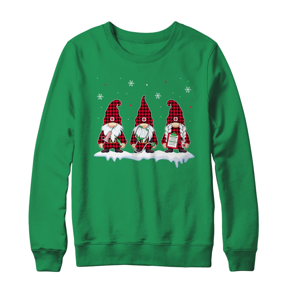 Nurse Christmas Gnome Cute Xmas Red Plaid Nurses Women Shirt & Sweatshirt | siriusteestore