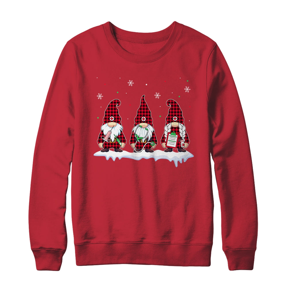 Nurse Christmas Gnome Cute Xmas Red Plaid Nurses Women Shirt & Sweatshirt | siriusteestore