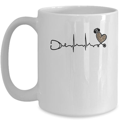 Nurse Stethoscope Heartbeat Leopard Nursing For Women Mug | siriusteestore