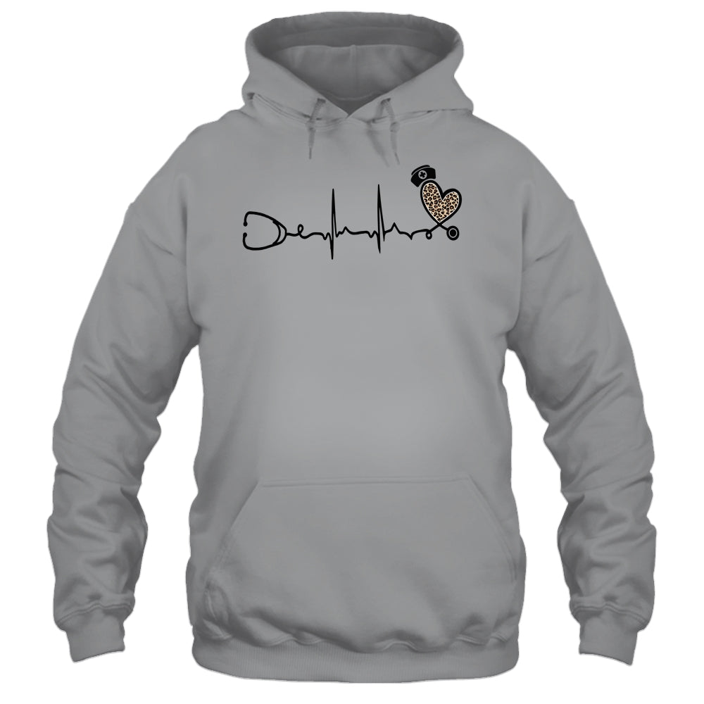 Nurse Stethoscope Heartbeat Leopard Nursing For Women Shirt & Tank Top | siriusteestore