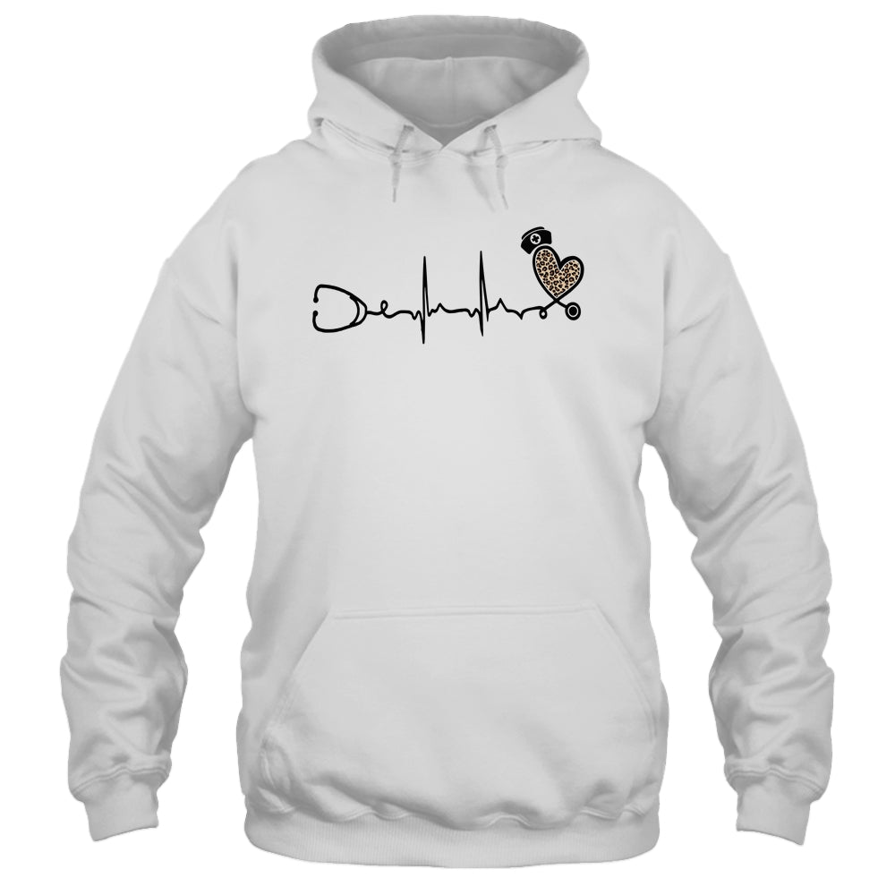 Nurse Stethoscope Heartbeat Leopard Nursing For Women Shirt & Tank Top | siriusteestore