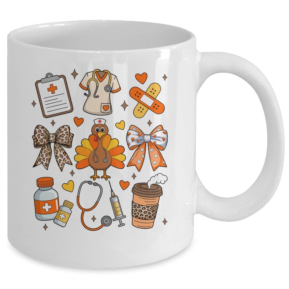 Nurse Thanksgiving Thankful Turkey Healthcare Worker Autumn Mug | siriusteestore