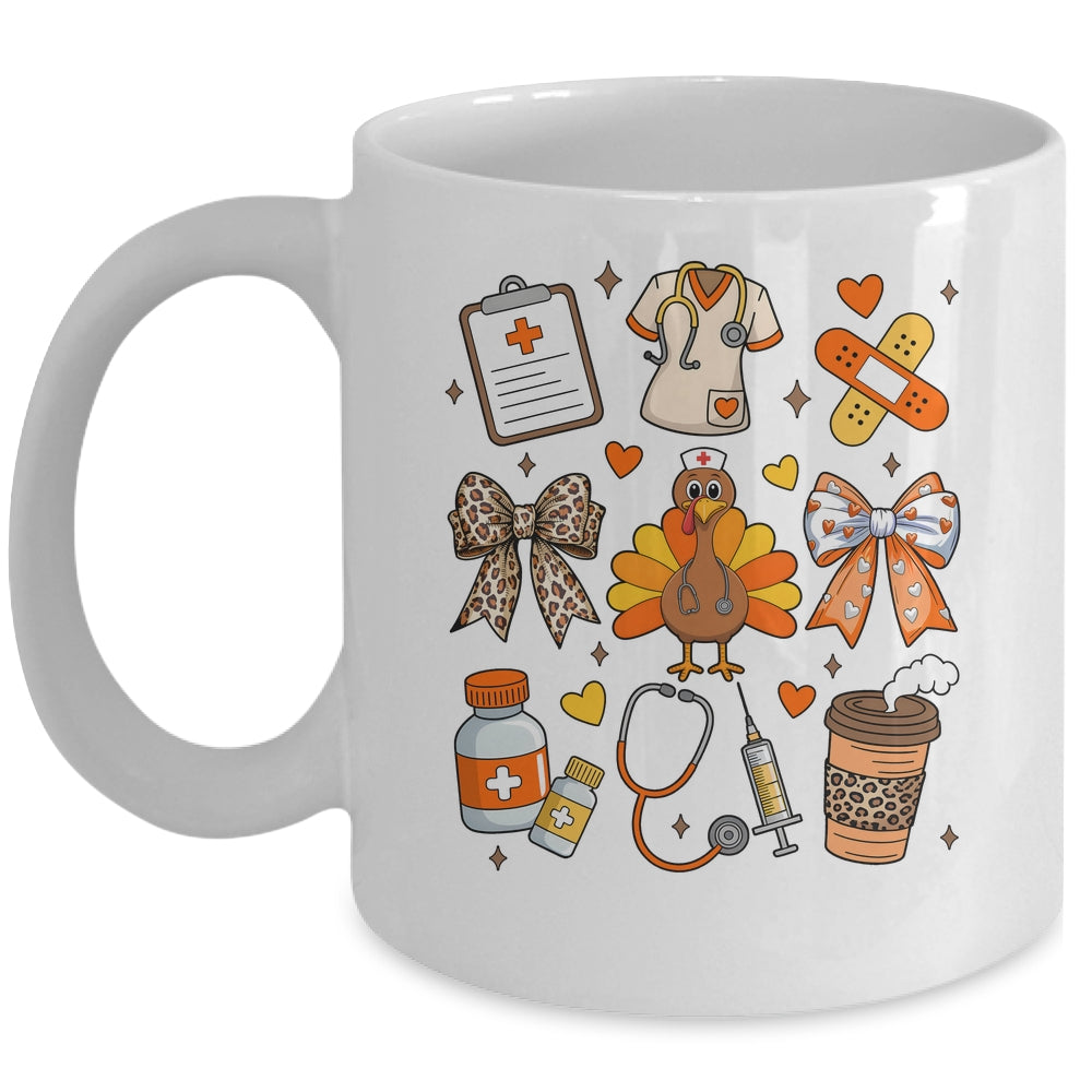 Nurse Thanksgiving Thankful Turkey Healthcare Worker Autumn Mug | siriusteestore