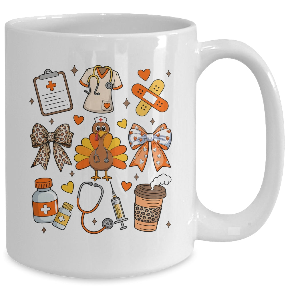 Nurse Thanksgiving Thankful Turkey Healthcare Worker Autumn Mug | siriusteestore