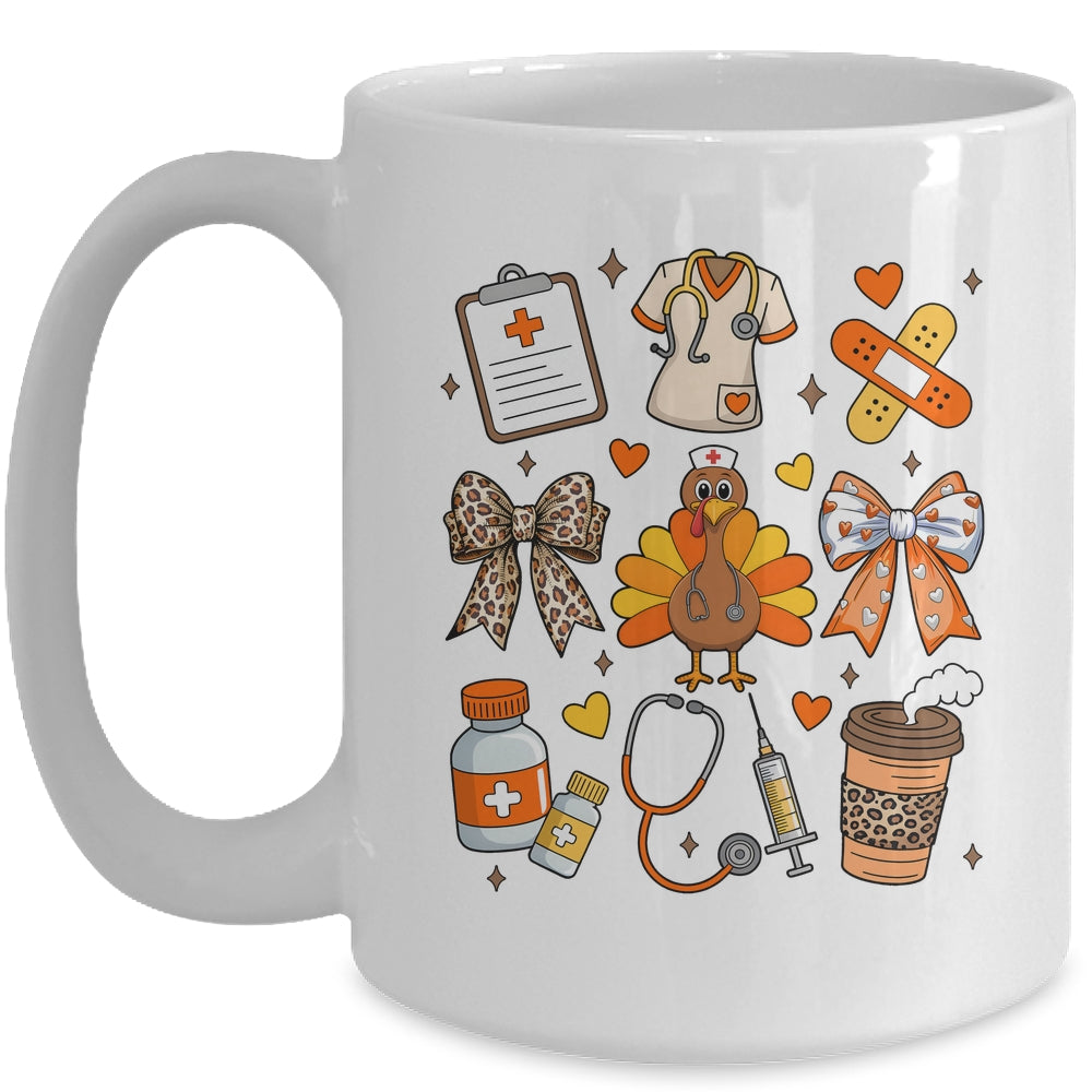 Nurse Thanksgiving Thankful Turkey Healthcare Worker Autumn Mug | siriusteestore