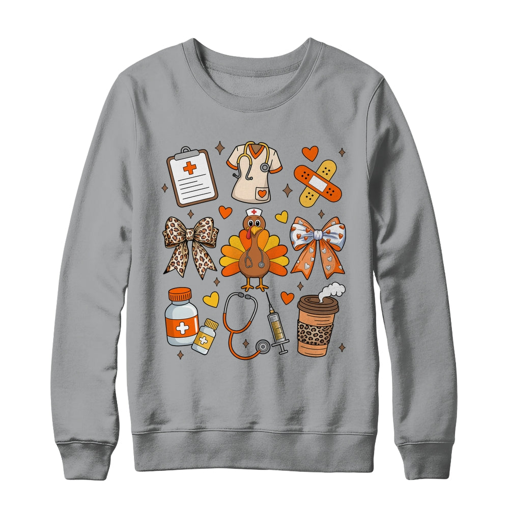 Nurse Thanksgiving Thankful Turkey Healthcare Worker Autumn Shirt & Sweatshirt | siriusteestore