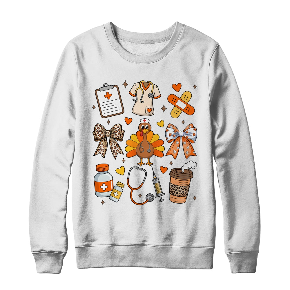 Nurse Thanksgiving Thankful Turkey Healthcare Worker Autumn Shirt & Sweatshirt | siriusteestore