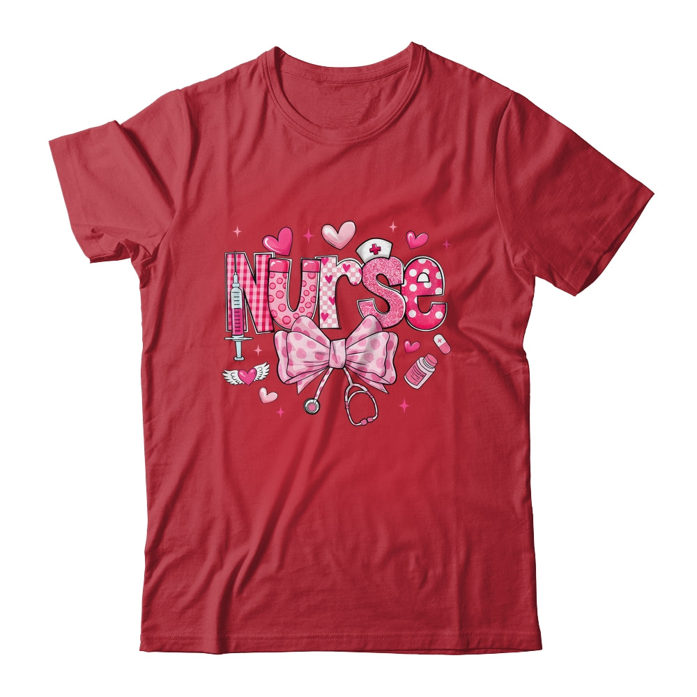 Nurse Valentines Cute Coquette Stethoscope Nursing NICU Shirt & Sweatshirt | siriusteestore