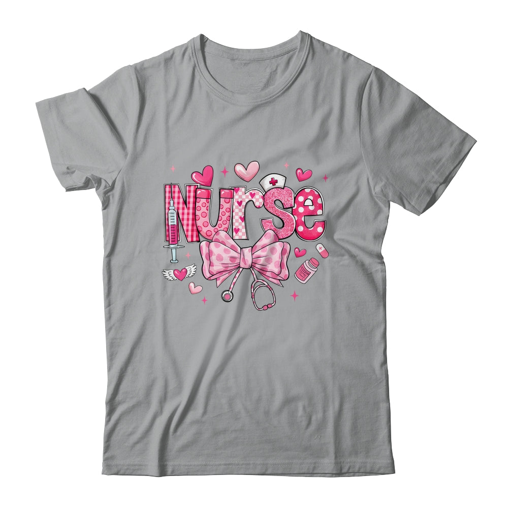 Nurse Valentines Cute Coquette Stethoscope Nursing NICU Shirt & Sweatshirt | siriusteestore