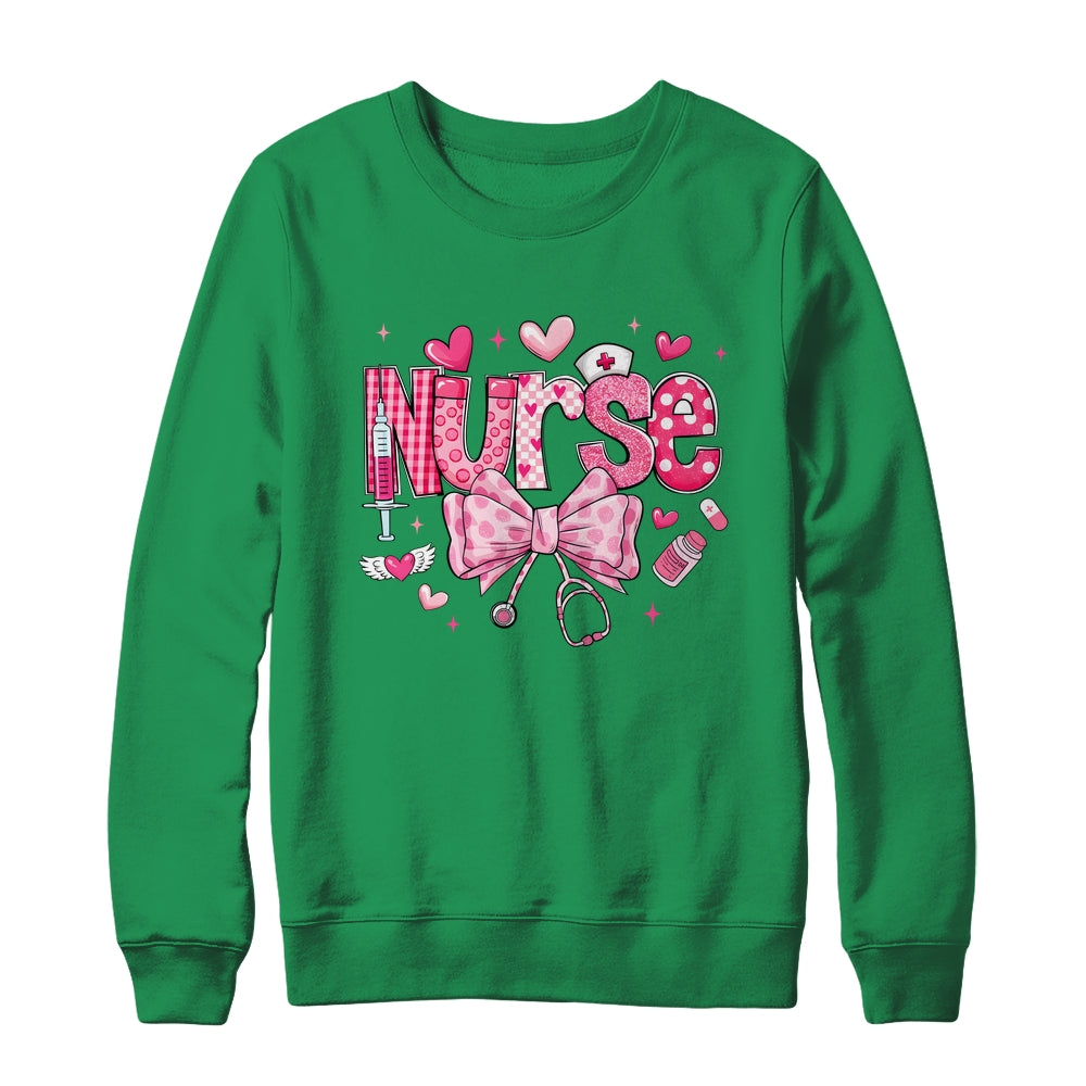 Nurse Valentines Cute Coquette Stethoscope Nursing NICU Shirt & Sweatshirt | siriusteestore