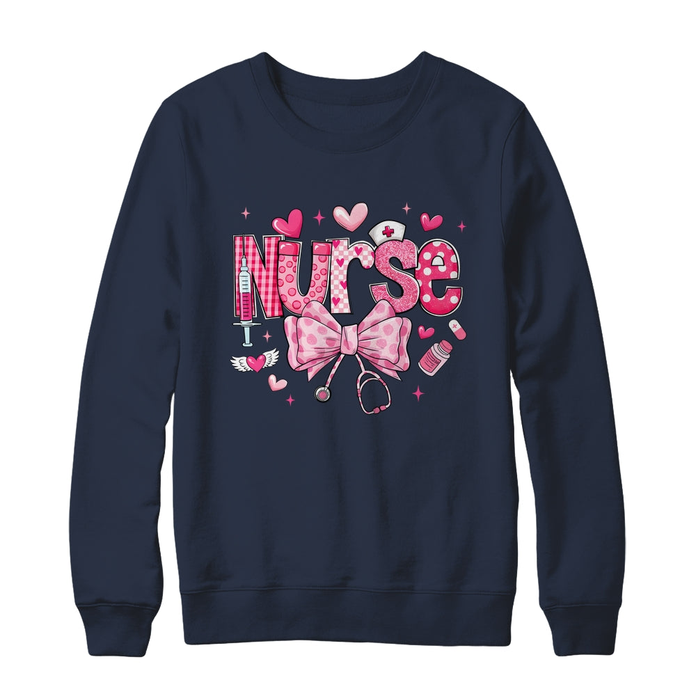 Nurse Valentines Cute Coquette Stethoscope Nursing NICU Shirt & Sweatshirt | siriusteestore