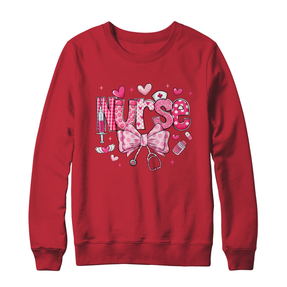 Nurse Valentines Cute Coquette Stethoscope Nursing NICU Shirt & Sweatshirt | siriusteestore