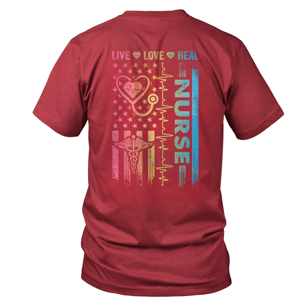 Nurse Week Nursing Nurse Heart Flag American Live Love Heal Shirt & Hoodie | siriusteestore