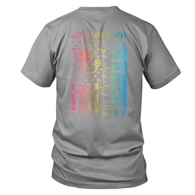 Nurse Week Nursing Nurse Heart Flag American Live Love Heal Shirt & Hoodie | siriusteestore