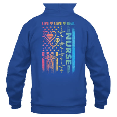 Nurse Week Nursing Nurse Heart Flag American Live Love Heal Shirt & Hoodie | siriusteestore