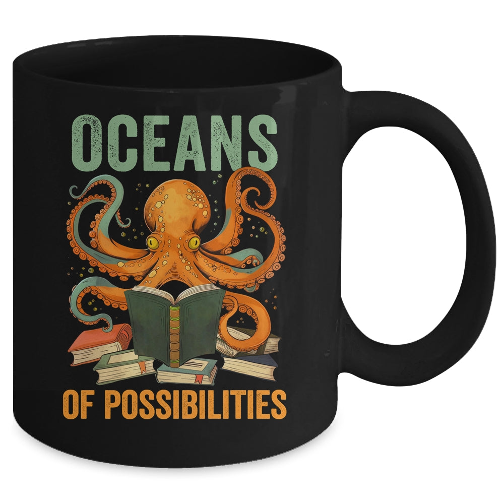Oceans Of Possibilities Octopus Reading Book Bookworm Reader Mug | siriusteestore