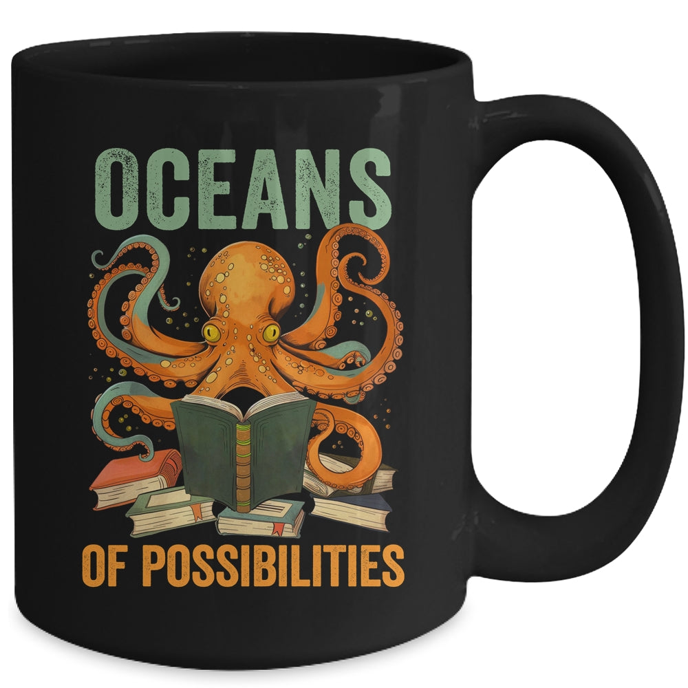 Oceans Of Possibilities Octopus Reading Book Bookworm Reader Mug | siriusteestore