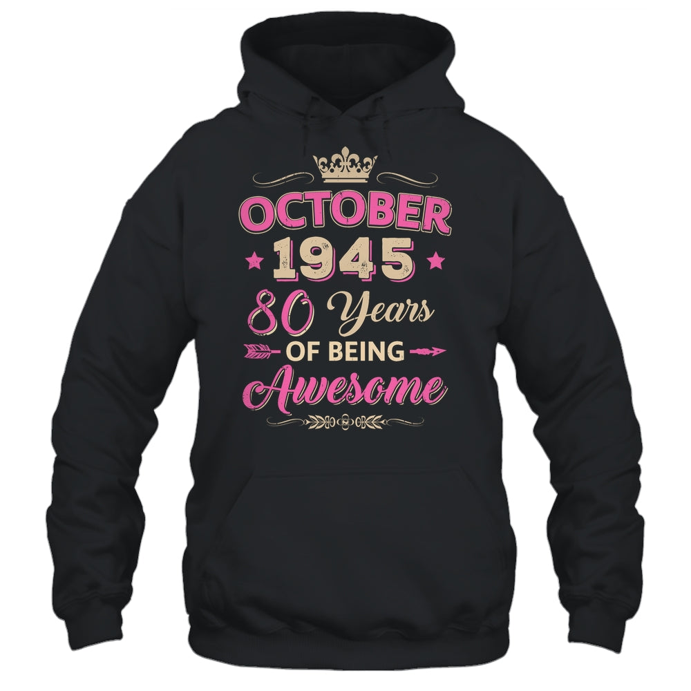 October 1945 80 Years Of Being Awesome Retro 80th Birthday Shirt & Tank Top | siriusteestore
