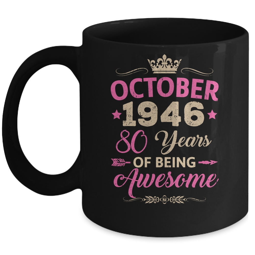 October 1946 80 Years Of Being Awesome Retro 80th Birthday Mug | siriusteestore