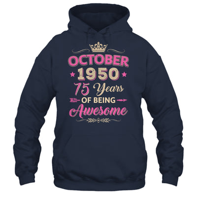 October 1950 75 Years Of Being Awesome Retro 75th Birthday Shirt & Tank Top | siriusteestore