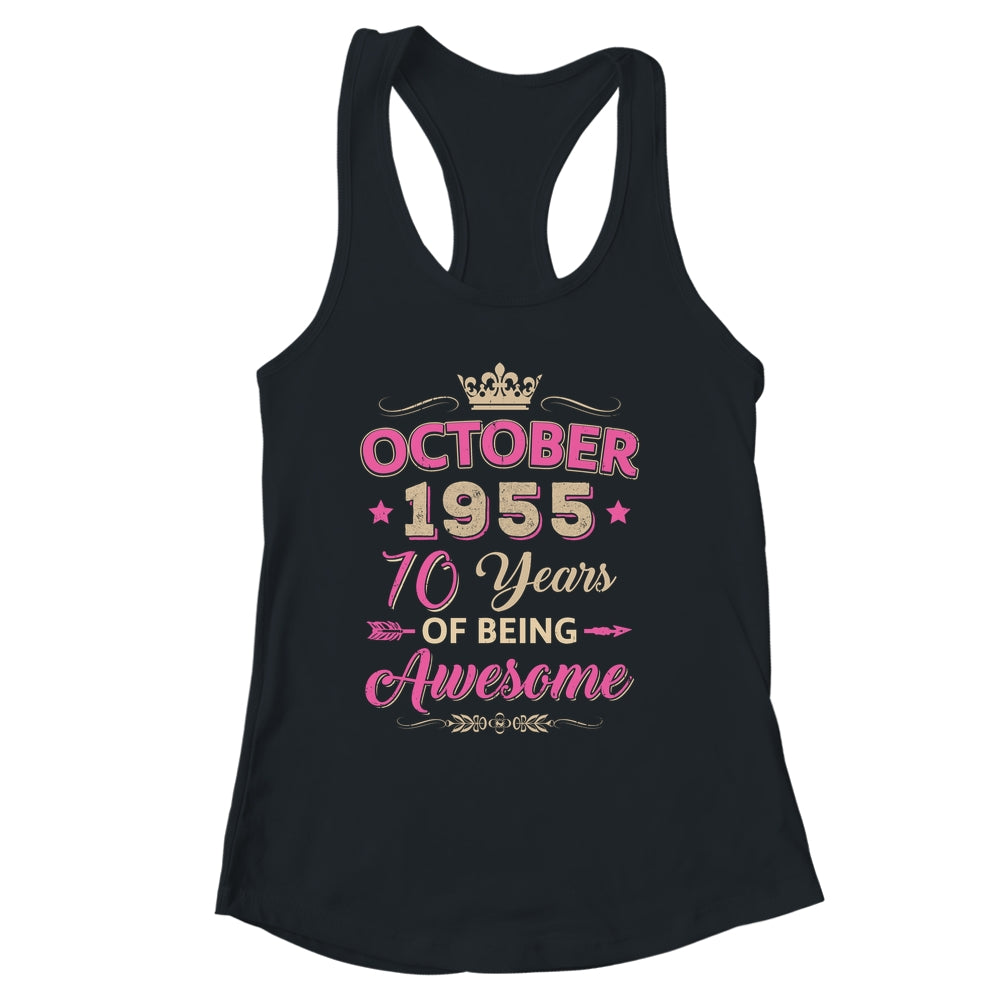 October 1955 70 Years Of Being Awesome Retro 70th Birthday Shirt & Tank Top | siriusteestore