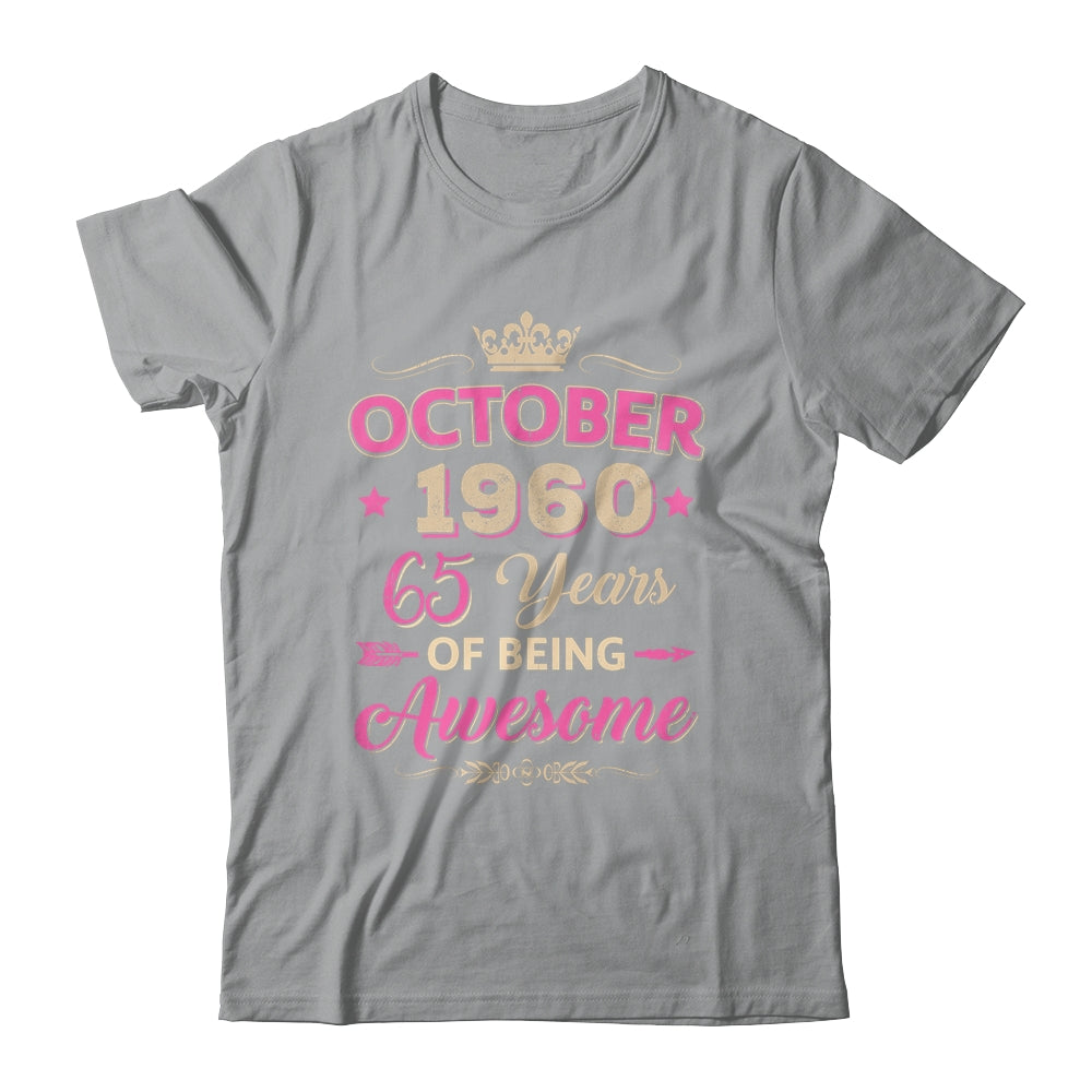 October 1960 65 Years Of Being Awesome Retro 65th Birthday Shirt & Tank Top | siriusteestore